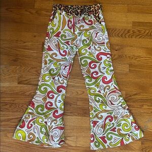 Bell Bottom Country by Lainey Wilson paisley and Cheetah Pattern Flare Pants